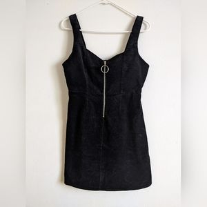 Women's black corduroy tight overall dress